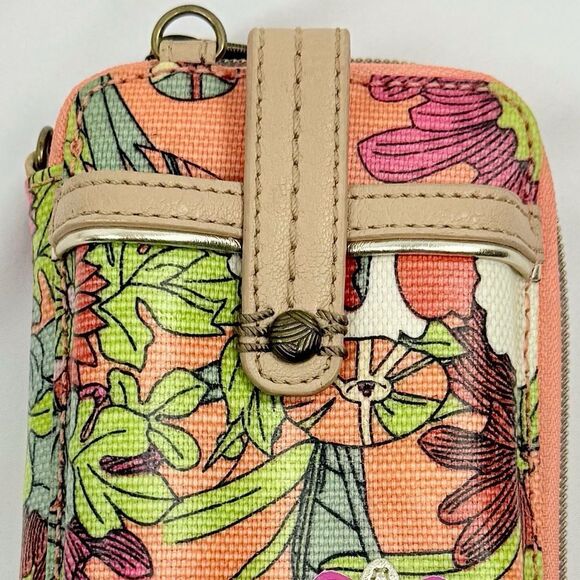 Sakroots Peach Pink Floral Print Mini Convertible Wristlet Crossbody Wallet - Picture 15 of 16